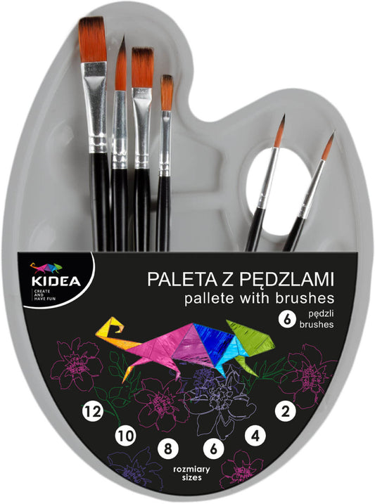 Ecset készlet 7 db-os, festőpalettával, Kidea
