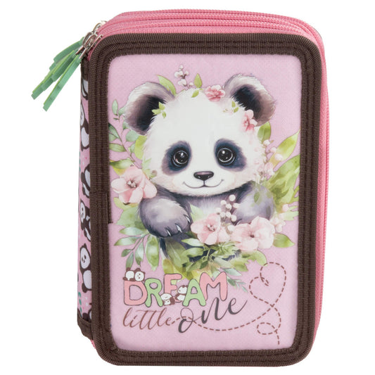 Pandás tolltartó, 3 emeletes, töltött, PA10