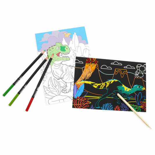 Képkarcoló és színezhető lapok, 6 lapos, dinoszauruszok, Kidea