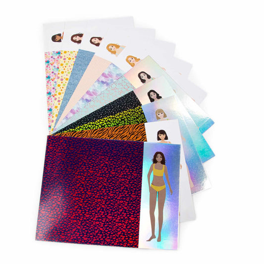 Divattervező készlet sablonokkal és matricákkal, Kidea