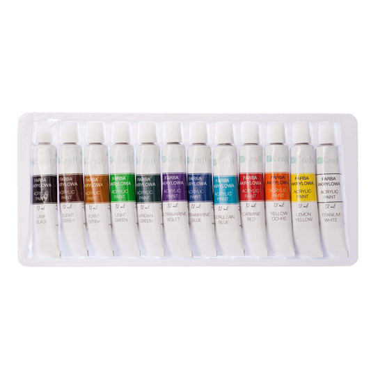 Akrilfesték készlet, 12 db-os, 12x12ml, DP Craft
