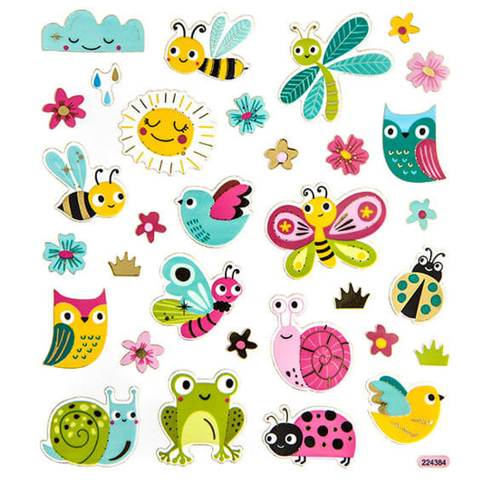 Matrica, a rét állatai, aranyló díszítéssel, 15x17cm