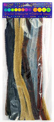 Zsenília drót, 30cm, 15 mm-es vastagság, 24 db/csomag, "állati" színek