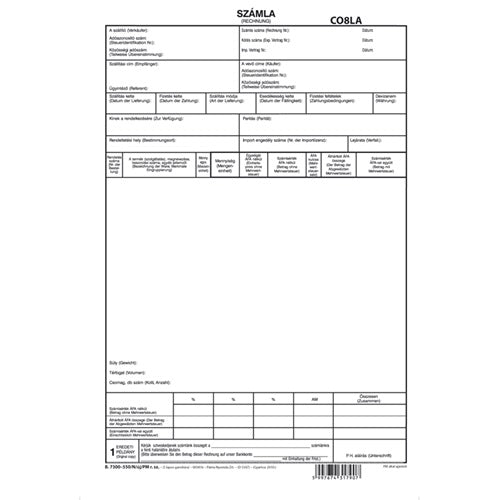 Deviza számla (RECHNUNG) 5 lapos garn.