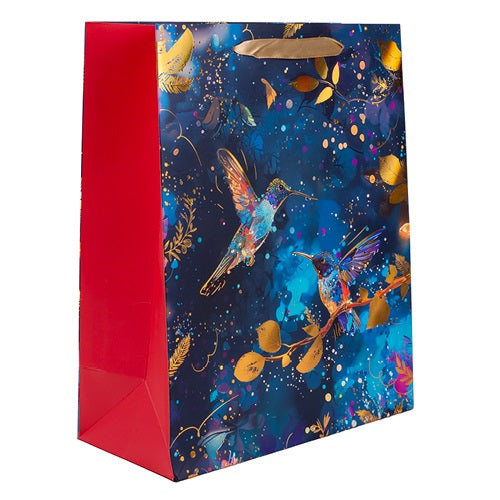 Dísztasak matt 18x23 cm kék kolibri