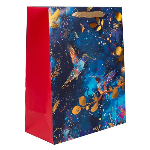 Dísztasak matt 26x32 cm kék kolibri