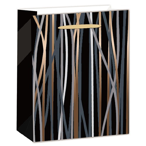 Dísztasak matt 31x42 cm fekete/bronz csíkos