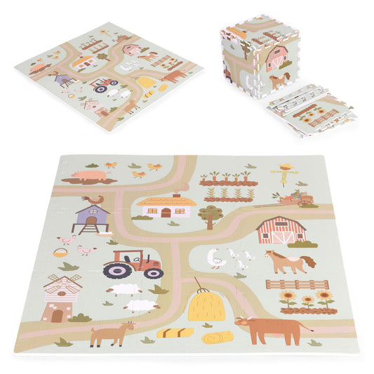 EVA habszivacs játszószőnyeg gyerekeknek Farm 90,5x90,5 cm 21 db