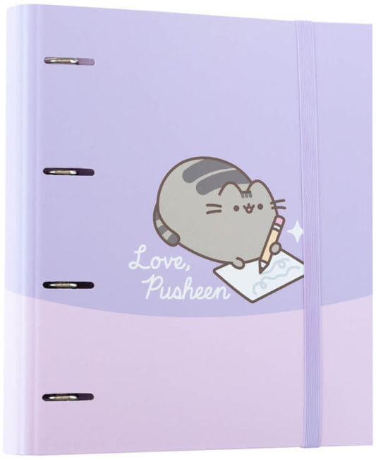 Pusheen cicás gyűrűskönyv A/4, 4 gyűrűs, Moments, lila