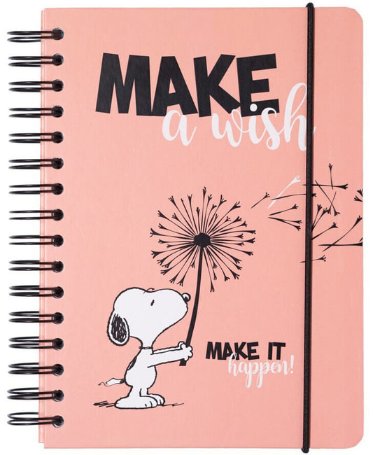Snoopy bullet journal, napló, spirál, A/5, 90 lapos, Make a wish