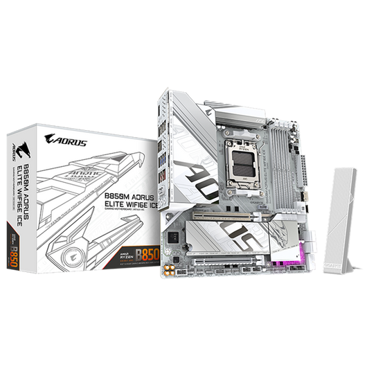 GIGABYTE Alaplap AM5 B850M AORUS ELITE WIFI6E ICE AMD B850, ATX