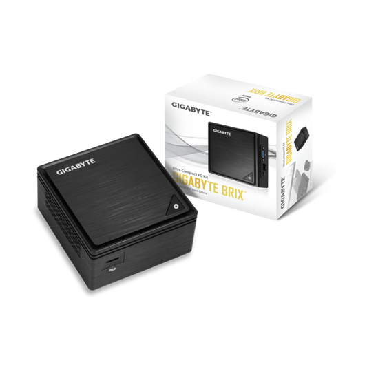 GIGABYTE PC BRIX, Intel Celeron J3455 2.3 GHz, HDMI, DSUB, LAN, WIFI, Bluetooth, 2,5" HDD hely, 4xUSB 3.0