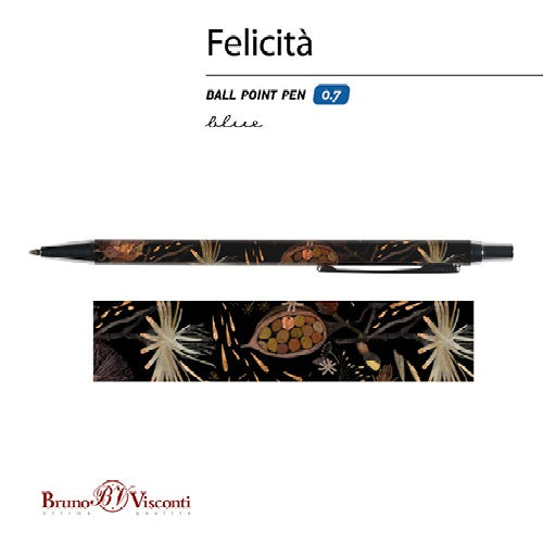Golyóstoll Bruno Visconti 0,7mm kék, fém test, ref. Night Flowers