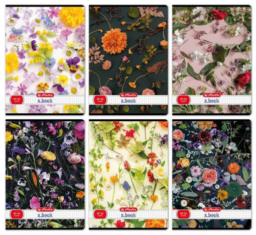 Herlitz tűzött füzet A/4, 32 lap kockás, Flower, többféle