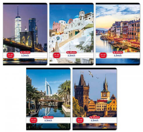 Herlitz tűzött füzet A/5, 32 lap vonalas, City, többféle