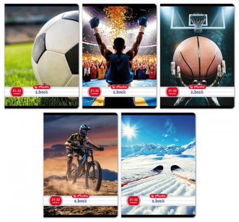 Herlitz tűzött füzet A/5, 32 lap vonalas, Sport, többféle