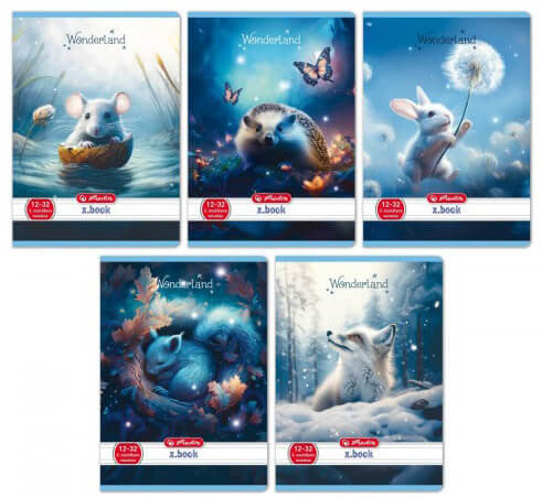 Herlitz tűzött füzet A/5, 32 lap vonalas 3.osztály (12-32), Wonderland, többféle