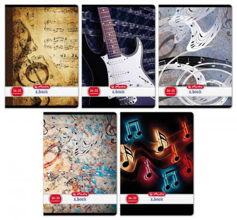 Herlitz tűzött füzet A/5, 32 lap hangjegy, többféle