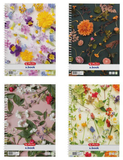 Herlitz spirál füzet A/4, kockás, 70 lapos, Flower, többféle