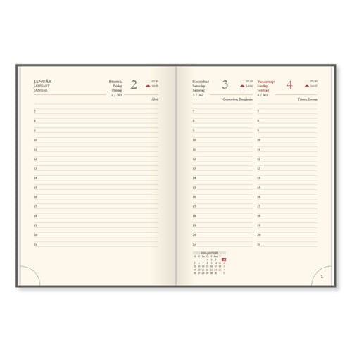 Határidőnapló Period Chamois A/5 napi körbev. fekete 2026