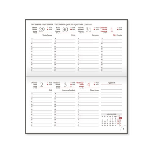 Határidőnapló Period Standard Zsebnaptár fekvő fekete műbőr 2026