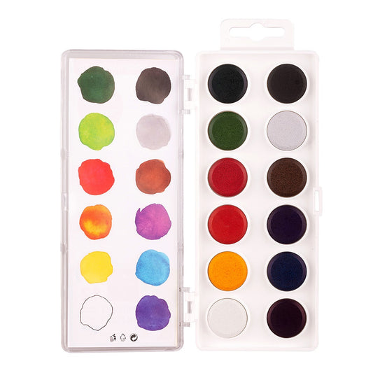 Vízfesték, 12 gombos, 22,5mm, KOH-I-NOOR Brillant, Aquarell