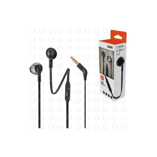JBL T205 BLKE vezetékes füllhallgató, fekete, 3,5 jack, ear buds, 12,5 mm hangszóró, 1,2 m kábel, 34 g