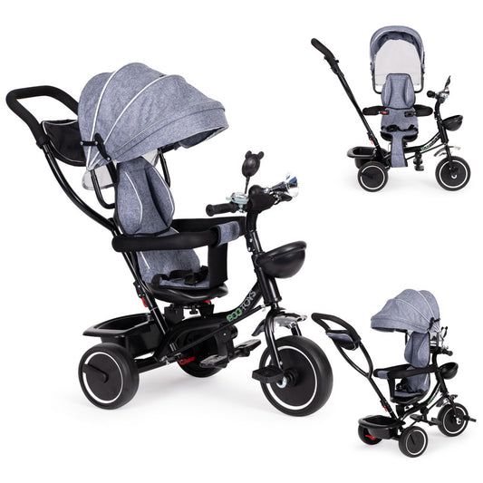 Tricikli háromkerekű forgatható ülés napellenző szürke