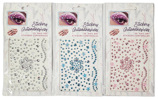 Öntapadós strasszkövek sminkhez, 9x12cm, többféle