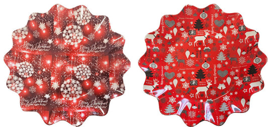 Műanyag tálca, karácsonyi, csillag alakú, 30 cm, többféle változat