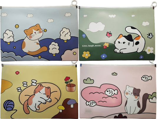 Irattartó tasak A/4 (24x33cm), simítózáras, műanyag, cicás, többféle