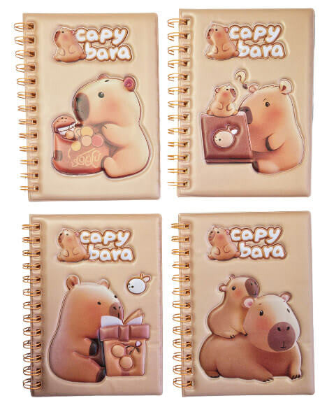 Kapibara spirál notesz, B/6, 12,5x17,5cm, vonalas, többféle változat