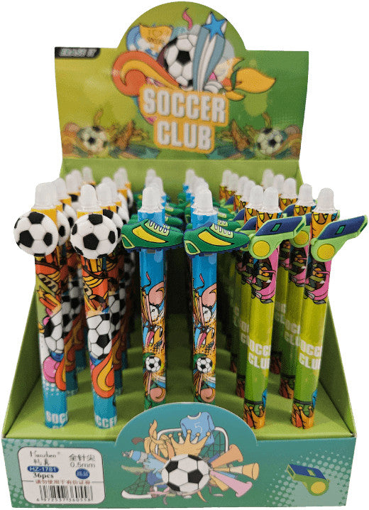 Radírozható zseléstoll, nyomógombos, 0,5mm, focis (HZ-1781)