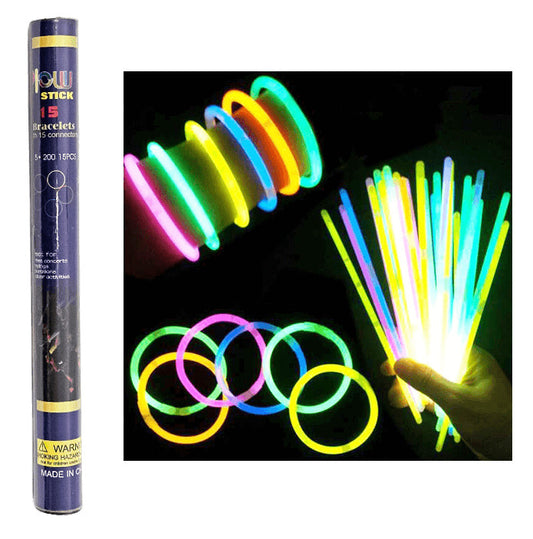 Világító rudak, pálcikák, 15 db/készlet, 20cm hosszú