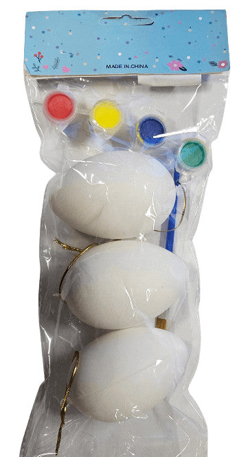 Tojások, színezhető, dekorálható, 3 db/szett, 8 cm-es, festékkel és ecsettel