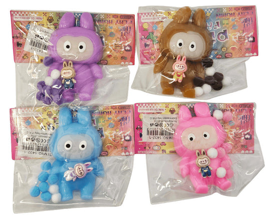 Labubu stresszlabda, squishy, mini labubu figurával