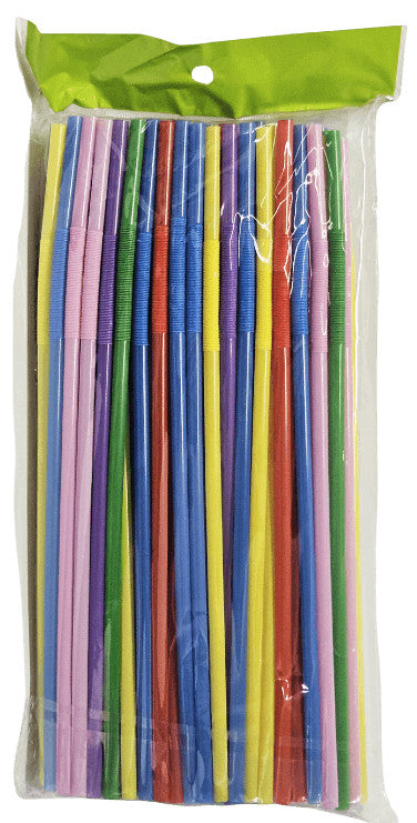 Szívószál, 100 db/csomag, műanyag, színes, hajlítható