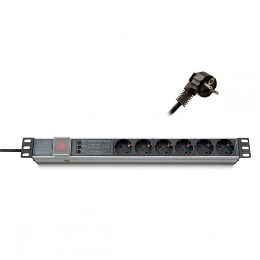 KELINE Elosztópanel 19" 9x250V, kontrol LED visszajelzővel 1U, 2,3m C14 csatlakozóval