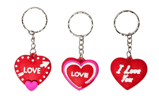 Szivecskés kulcstartó, műanyag, 3,5cm magas, többféle