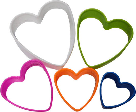Szivecskés süteménykiszúró szett (5-9,5cm), műanyag, 5 db/csomag