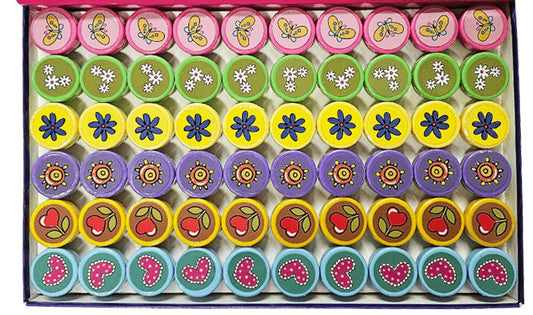 Nyomda, tavaszi (virágok, lepke, szív), többféle, db