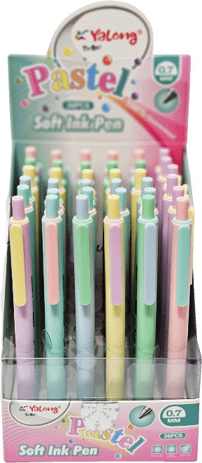 Zseléstoll, nyomógombos, 0,7mm, Yalong, pasztell tolltest, többféle