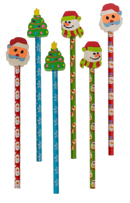 Karácsonyi grafitceruza forma radírral, 6 db/szett