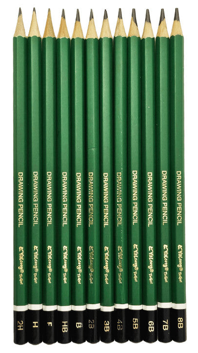 Grafitceruza készlet, 12 db-os, 8B-2H, hatszögletű, Yalong YL201328-12