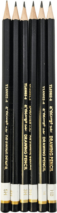 Grafitceruza készlet, 6 db-os, HB-5H, hatszögletű, Yalong YL83022-6