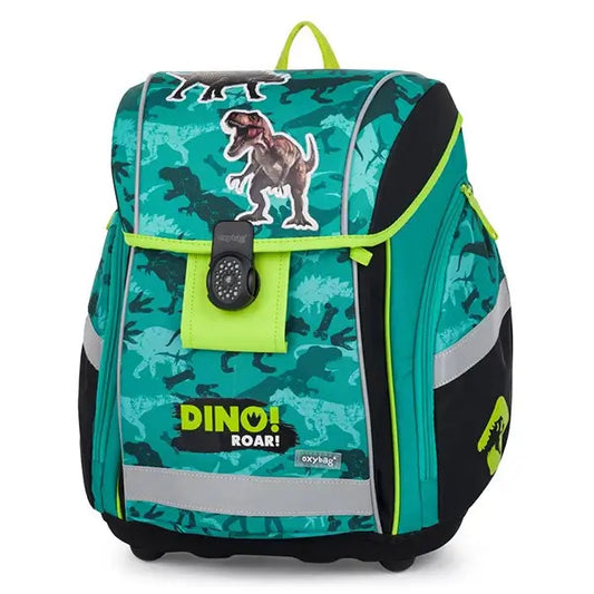 Dinoszaurusz mágneszáras ergonómikus iskolatáska tolltartóval és tornazsákkal, Premium Light, Dino Roar