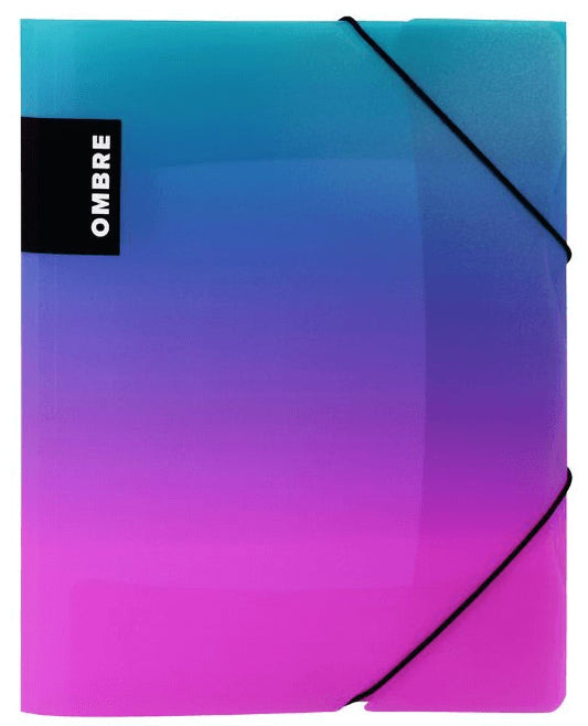 Műanyag gumis mappa A/4, OMBRE, türkiz-rózsaszín