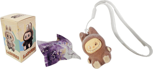 Meglepetés mini plüss plüssfigura, Labubu design, akasztóval, kb. 4x2,5cm