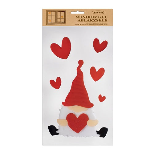 Ablakzselé 15x30 cm orrmanó szívekkel