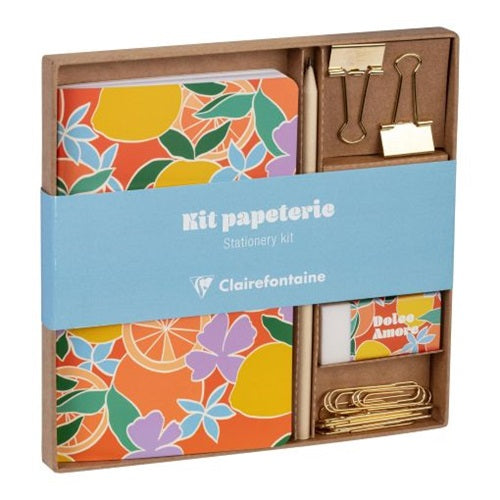 Kollekció Clairefontaine Dolce Amore jegyzetfüzet, ceruza, binder csipesz, kapocs, radír